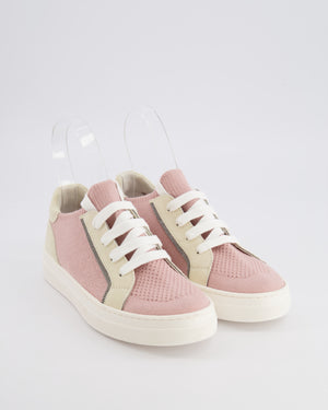 Brunello Cucinelli Kids Pink and Beige Suede Trainers Size 33 RRP £380