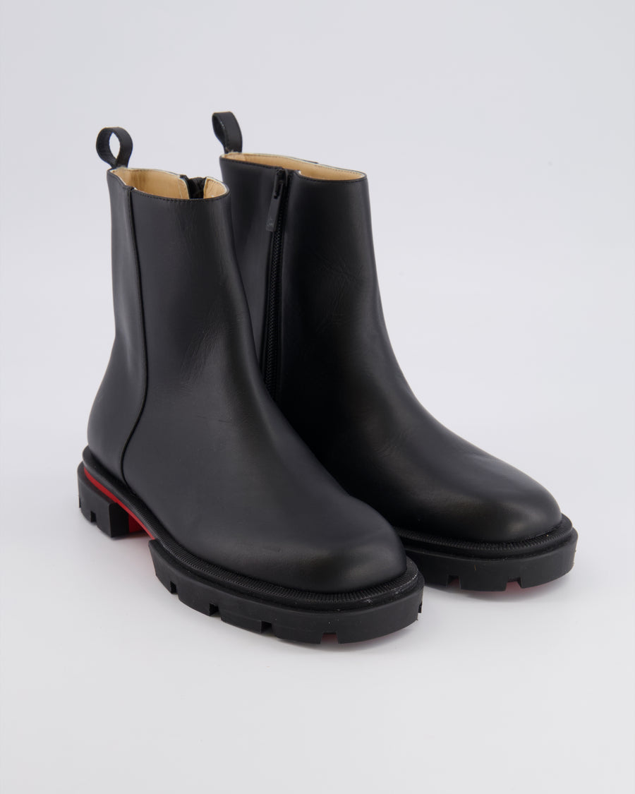 Christian Louboutin Kids Black Leather Minibootamoi Ankle Boots Size 33 RRP £485