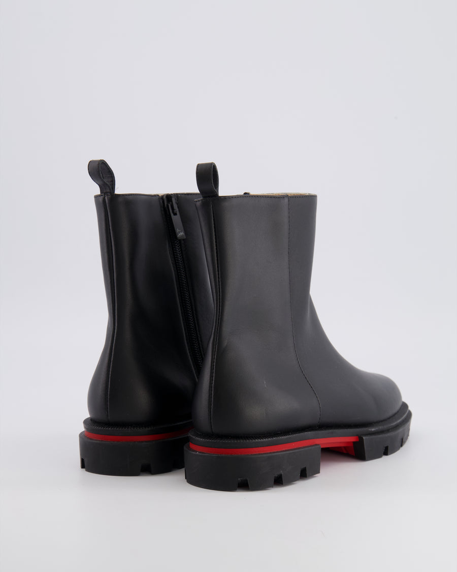 Christian Louboutin Kids Black Leather Minibootamoi Ankle Boots Size 33 RRP £485