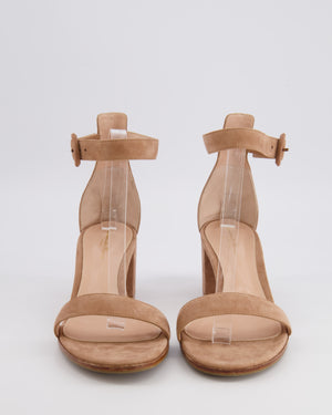 Gianvito Rossi Blush Pink Suede Portofino Block Heeled Sandals Size EU 42 RRP £730