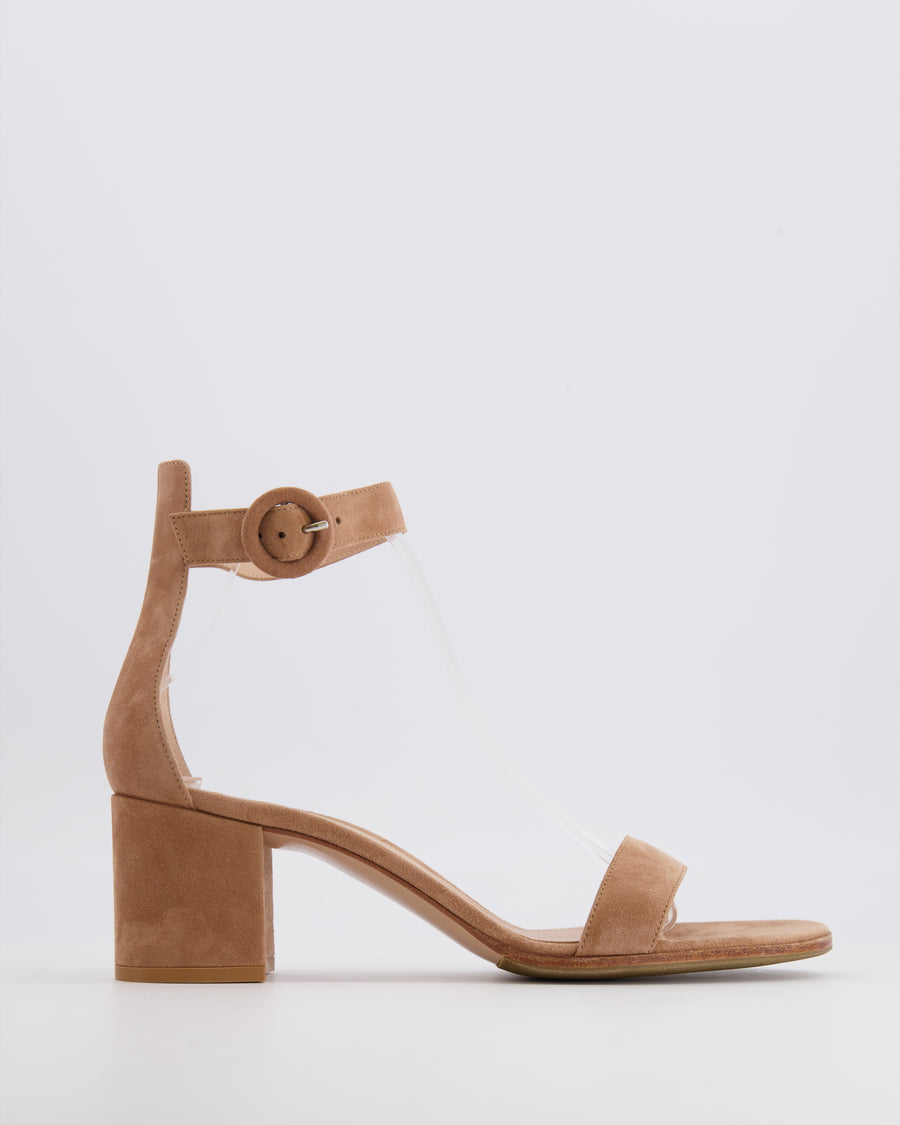 Gianvito Rossi Blush Pink Suede Portofino Block Heeled Sandals Size EU 42 RRP £730