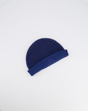 Christian Dior Kids Blue Dior Oblique Logo Wool Beanie Size 5-8 years RRP £250