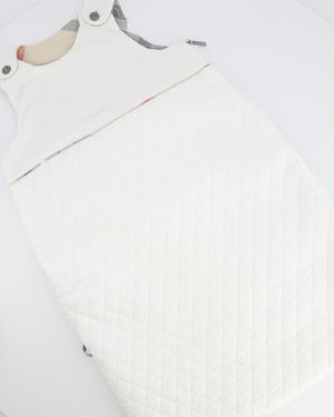 Burberry Baby White Sleeping Bag with Checkered Details
