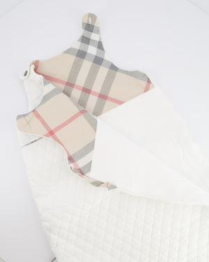 Burberry Baby White Sleeping Bag with Checkered Details