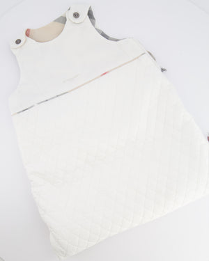 Burberry Baby White Sleeping Bag with Checkered Details