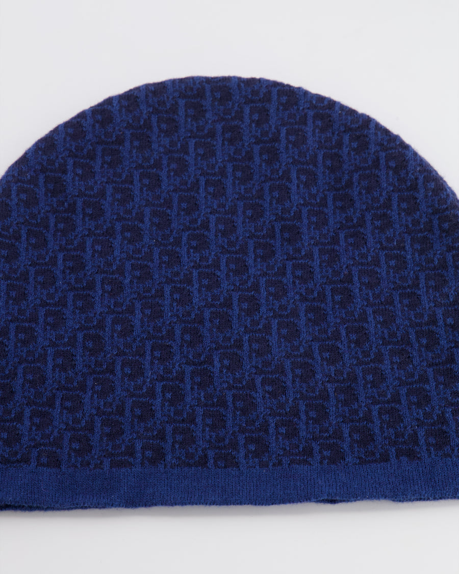 Christian Dior Kids Blue Dior Oblique Logo Wool Beanie Size 5-8 years RRP £250