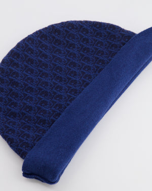 Christian Dior Kids Blue Dior Oblique Logo Wool Beanie Size 5-8 years RRP £250