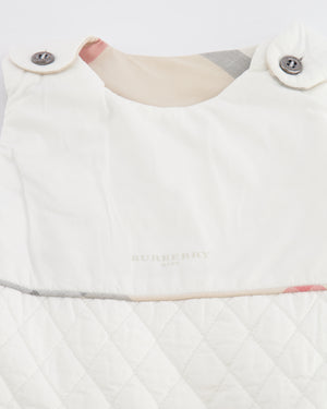 Burberry Baby White Sleeping Bag with Checkered Details