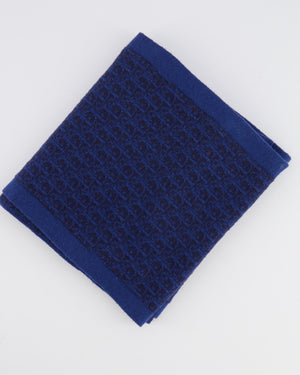 Christian Dior Kids Blue Dior Oblique Logo Wool Scarf RRP £250