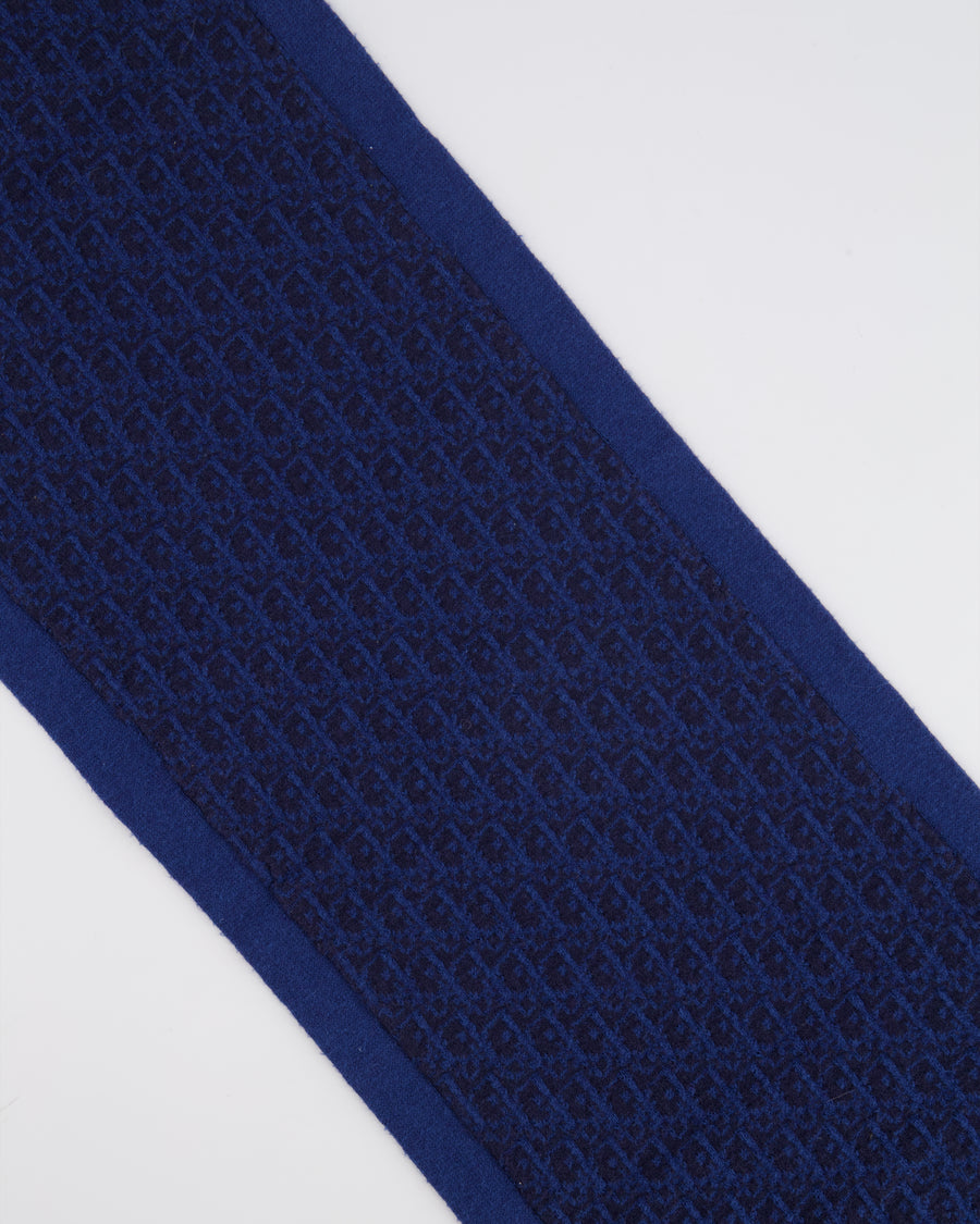 Christian Dior Kids Blue Dior Oblique Logo Wool Scarf RRP £250