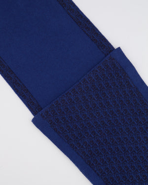 Christian Dior Kids Blue Dior Oblique Logo Wool Scarf RRP £250