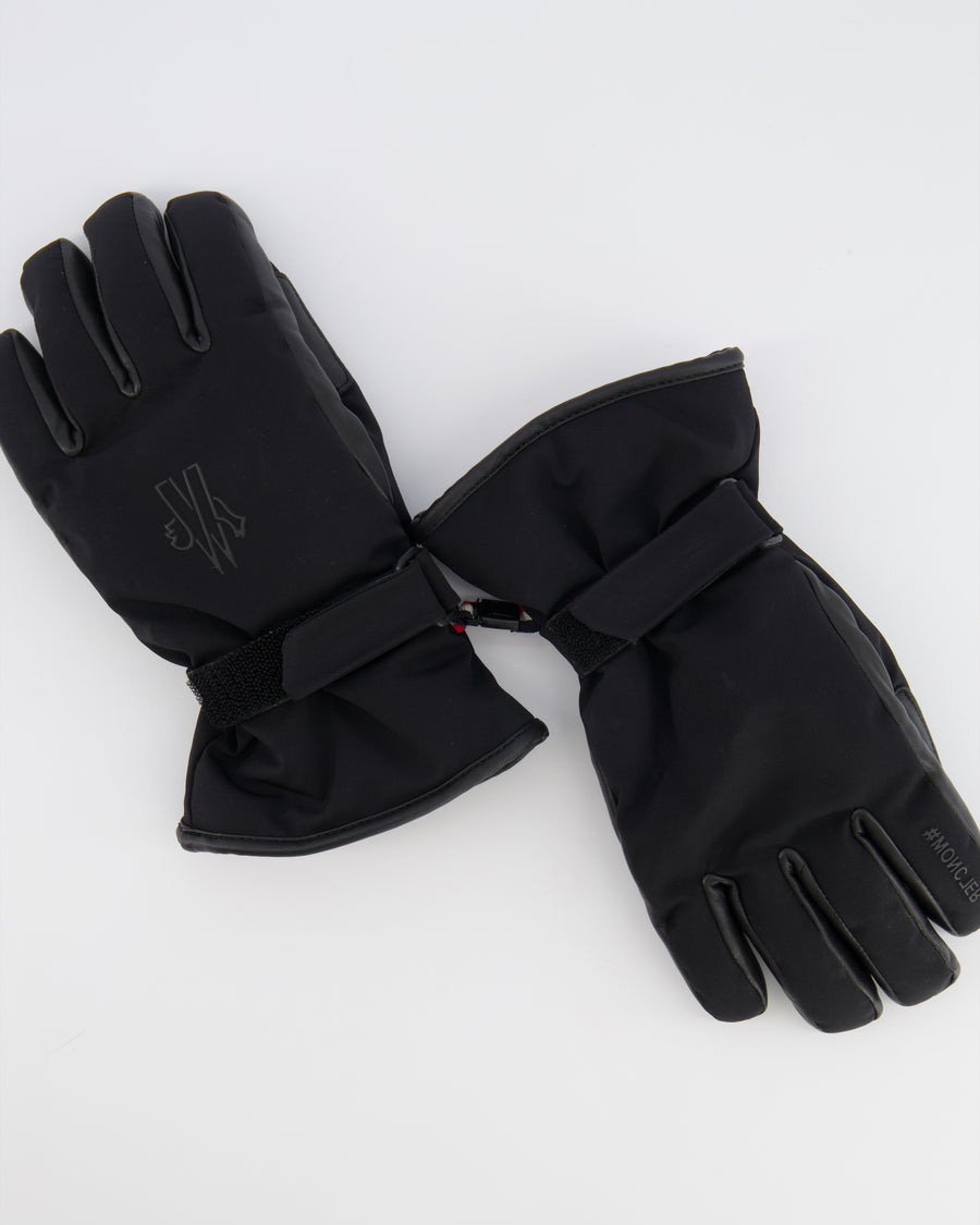 Moncler Kids Black Padded Ski Gloves Size M RRP £270
