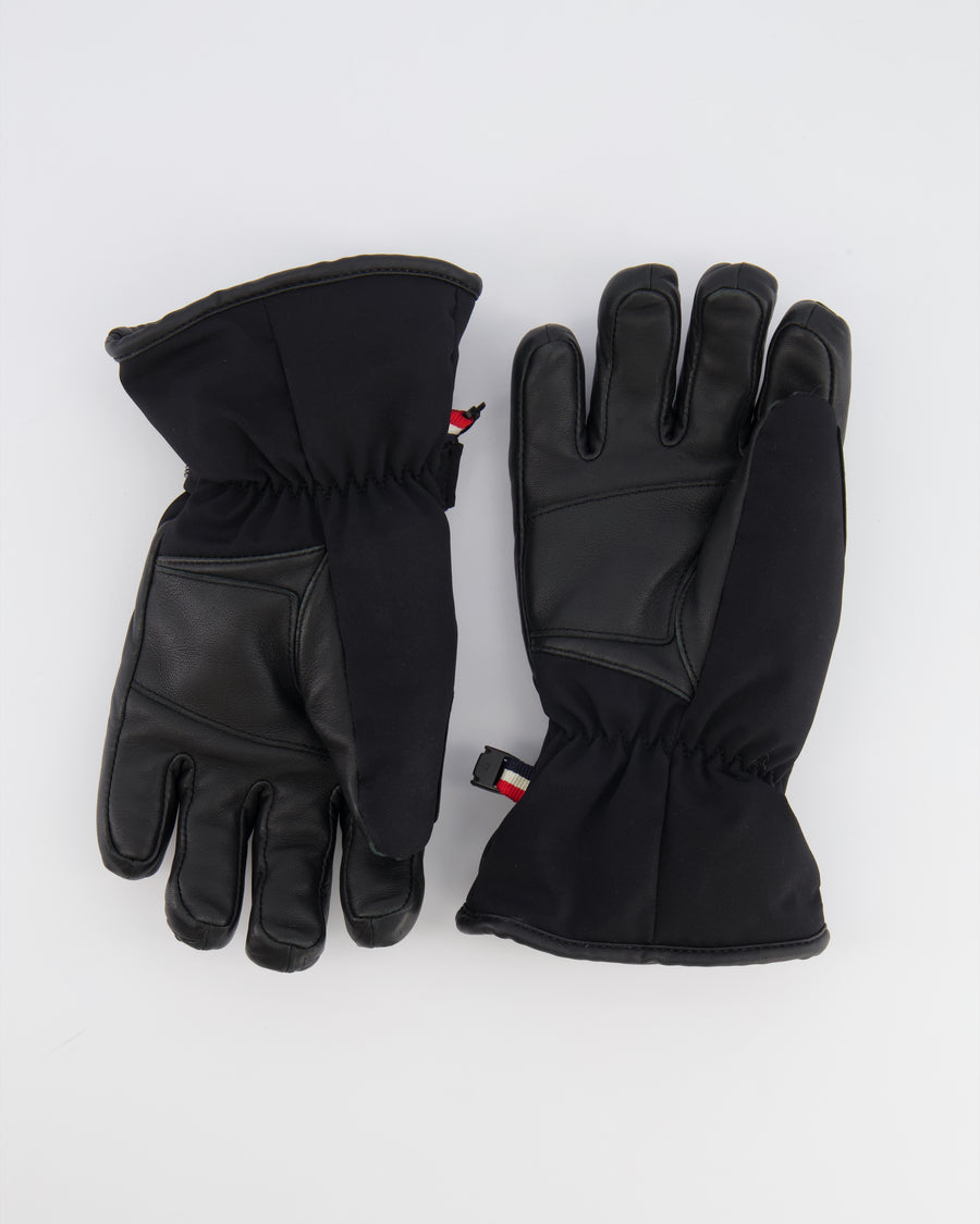 Moncler Kids Black Padded Ski Gloves Size M RRP £270