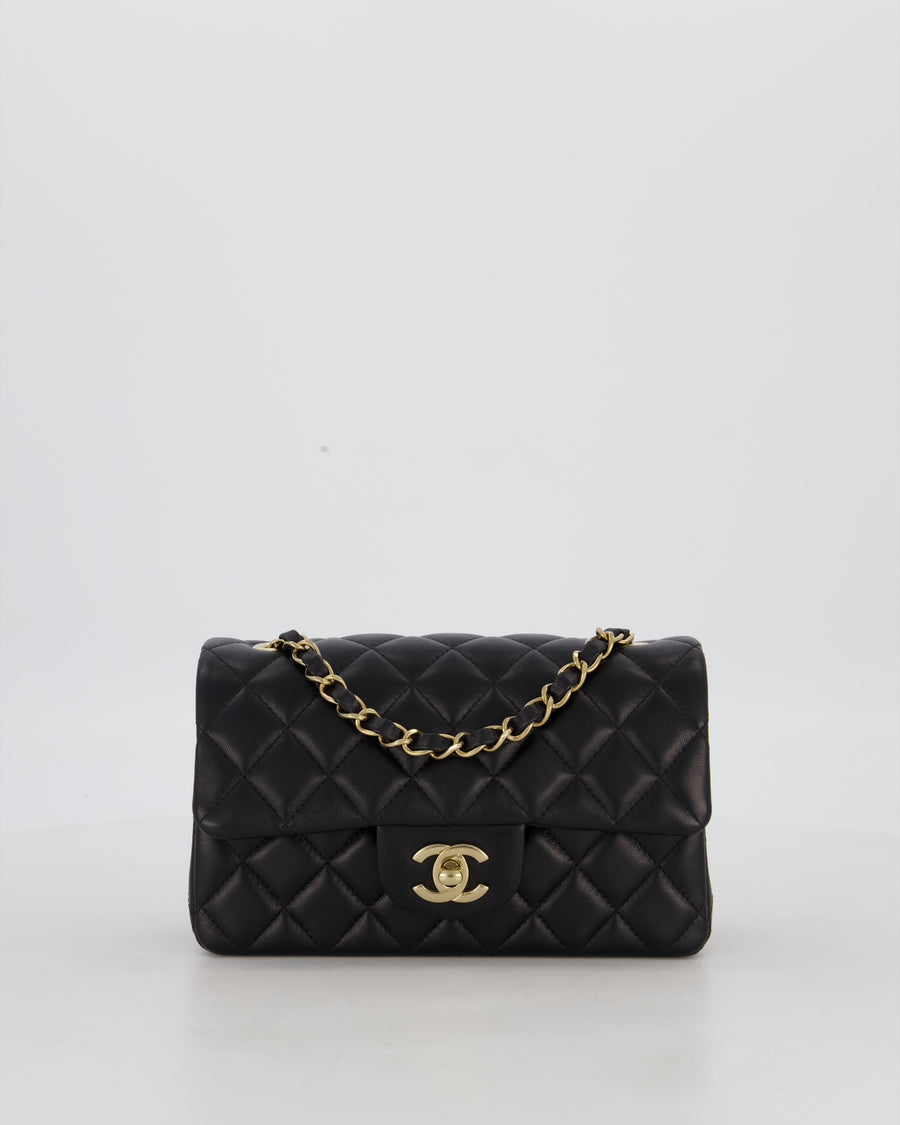 Chanel Black Mini Rectangular Flap Bag in Lambskin Leather with Gold Hardware