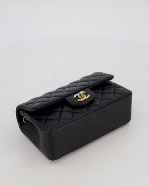 Chanel Black Mini Rectangular Flap Bag in Lambskin Leather with Gold Hardware