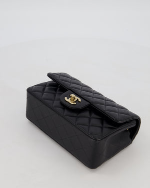 Chanel Black Mini Rectangular Flap Bag in Lambskin Leather with Gold Hardware