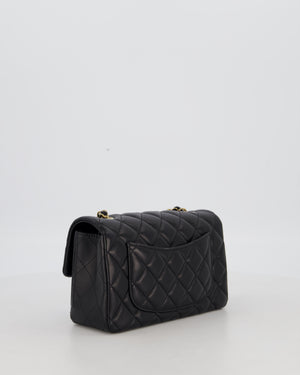 Chanel Black Mini Rectangular Flap Bag in Lambskin Leather with Gold Hardware