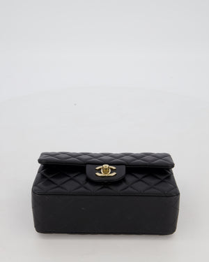 Chanel Black Mini Rectangular Flap Bag in Lambskin Leather with Gold Hardware