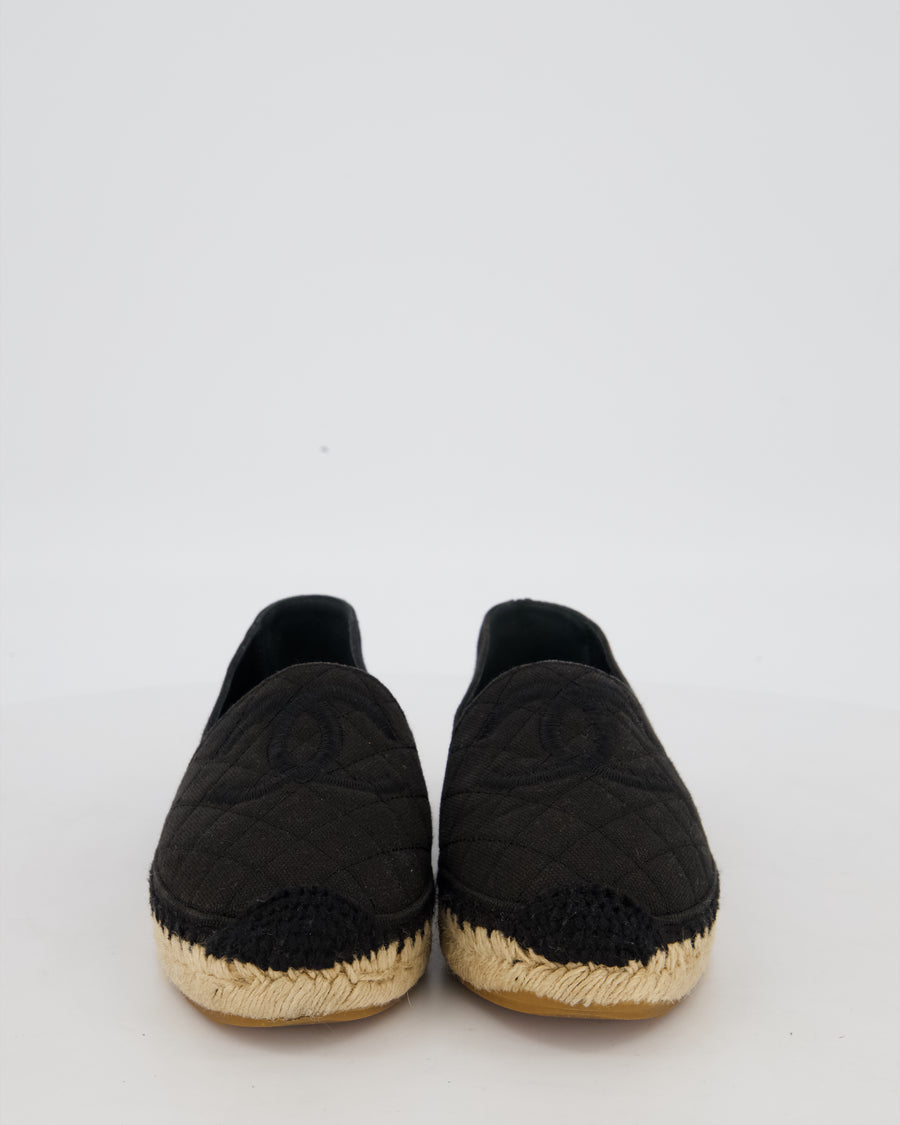 Chanel Black Canvas Espadrilles with CC Logo Size EU 38