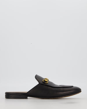 Gucci Black Princetown Horsebit Slippers in Calfskin Leather With Gold Horsebit Hardware Size 38.5 RRP £760