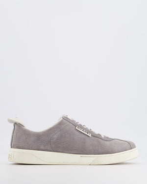 Chanel CC Logo Court Trainers in Grey Suede with White Soles and Black CC Logo Detail Size EU 37.5