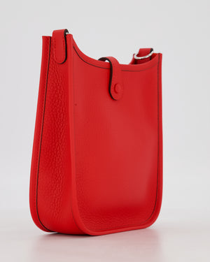 Hermès Mini Evelyne Bag in Rouge Radieux Clemence Leather with Palladium Hardware