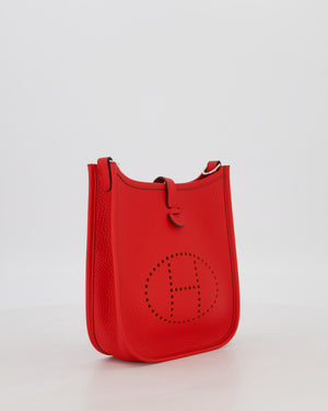 Hermès Mini Evelyne Bag in Rouge Radieux Clemence Leather with Palladium Hardware