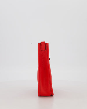 Hermès Mini Evelyne Bag in Rouge Radieux Clemence Leather with Palladium Hardware