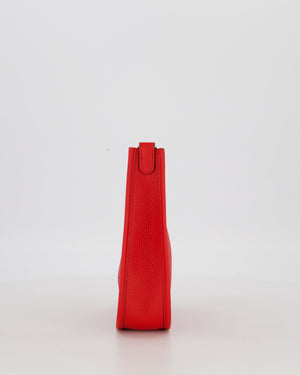 Hermès Mini Evelyne Bag in Rouge Radieux Clemence Leather with Palladium Hardware