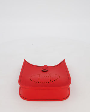 Hermès Mini Evelyne Bag in Rouge Radieux Clemence Leather with Palladium Hardware