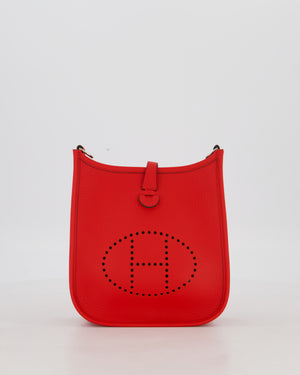 Hermès Mini Evelyne Bag in Rouge Radieux Clemence Leather with Palladium Hardware