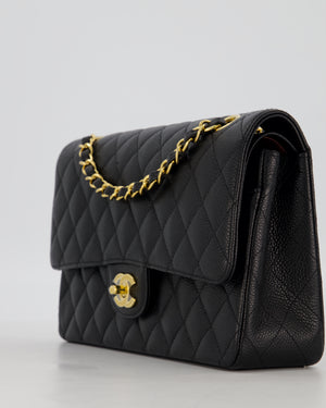 Chanel Black Medium Classic Double Flap Bag in Caviar Leather with Gold Hardware