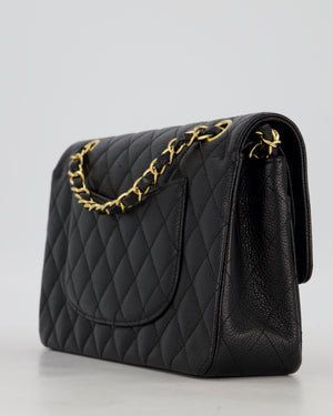 Chanel Black Medium Classic Double Flap Bag in Caviar Leather with Gold Hardware
