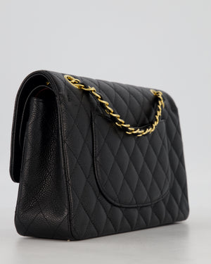 Chanel Black Medium Classic Double Flap Bag in Caviar Leather with Gold Hardware