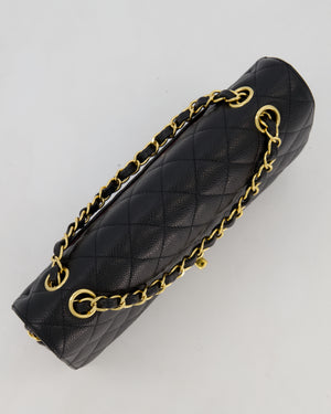 Chanel Black Medium Classic Double Flap Bag in Caviar Leather with Gold Hardware