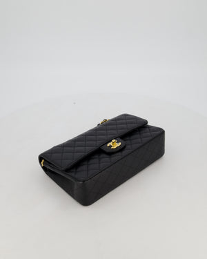 Chanel Black Medium Classic Double Flap Bag in Caviar Leather with Gold Hardware