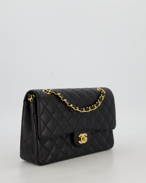 Chanel Black Medium Classic Double Flap Bag in Caviar Leather with Gold Hardware