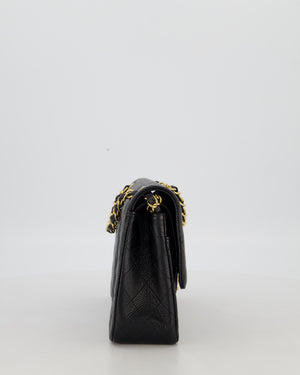 Chanel Black Medium Classic Double Flap Bag in Caviar Leather with Gold Hardware