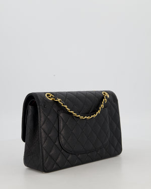 Chanel Black Medium Classic Double Flap Bag in Caviar Leather with Gold Hardware