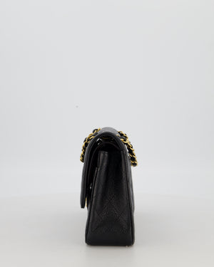 Chanel Black Medium Classic Double Flap Bag in Caviar Leather with Gold Hardware
