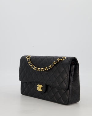 Chanel Black Medium Classic Double Flap Bag in Caviar Leather with Gold Hardware