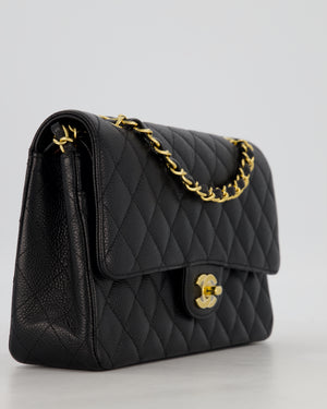 Chanel Black Medium Classic Double Flap Bag in Caviar Leather with Gold Hardware