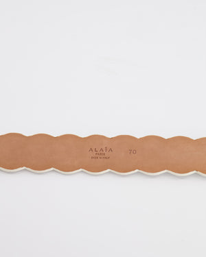 Alaia White Leather Scalloped Belt with Silver Stud Embellishments 70cm RRP £800