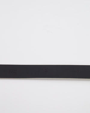 Chanel Silver Metallic Leather Belt with Silver Buckle and Logo Plate Detail 70cm