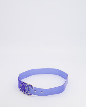 Chanel 18C Blue PVC Belt with Silver CC Chain Logo Buckle 65cm