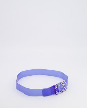 Chanel 18C Blue PVC Belt with Silver CC Chain Logo Buckle 65cm