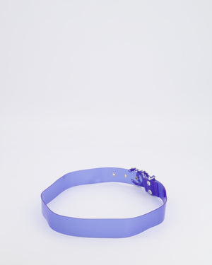 Chanel 18C Blue PVC Belt with Silver CC Chain Logo Buckle 65cm