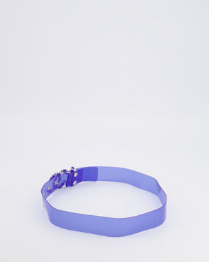 Chanel 18C Blue PVC Belt with Silver CC Chain Logo Buckle 65cm