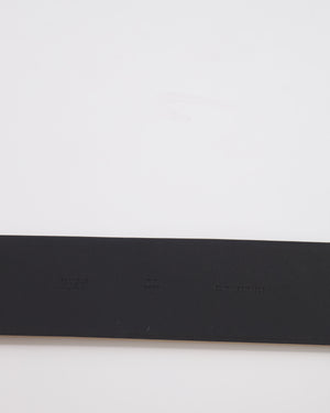 Chanel Silver Metallic Leather Large Belt with Silver Buckle and Engraved Logo Plate Detail 70cm