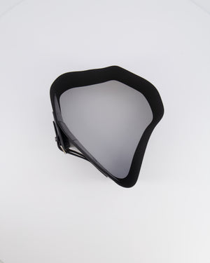 Alaia Black Leather Corset Belt with Silver Buckles 65cm